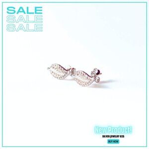 Silver earrings with cubic zirconia and rhodium plating